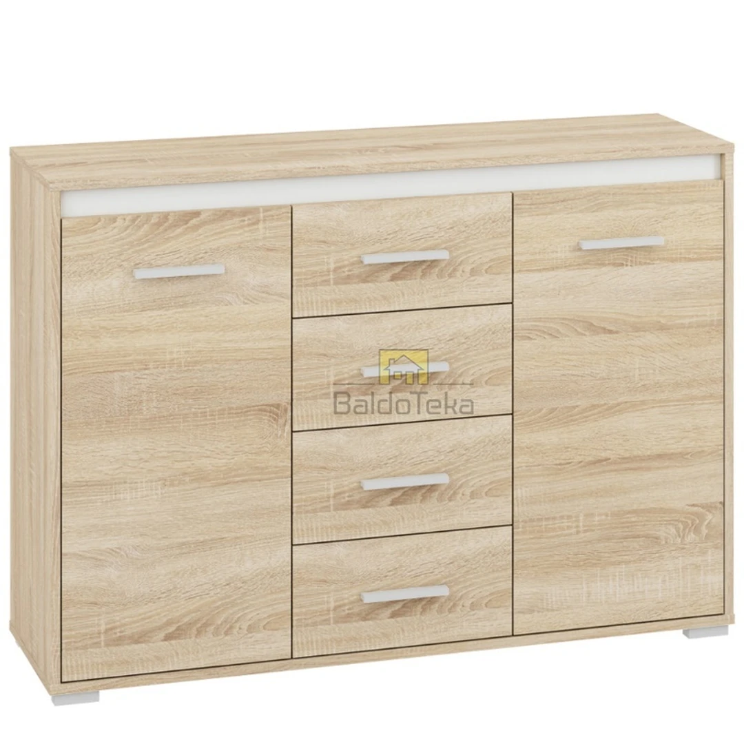 Šviesaus ąžuolo sonoma + balta matinė spintelė 120x85x34 cm