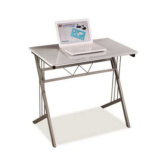 Elegantiškas baltas rašomasis stalas MDF+metalas