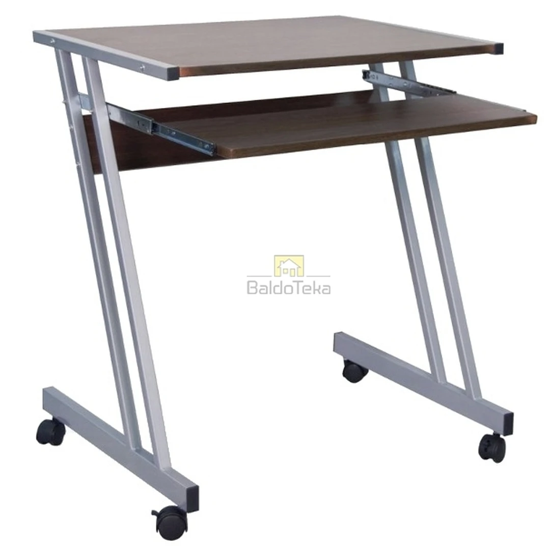 Moderni tamsiai ruda spintelė su aliuminio detalėmis