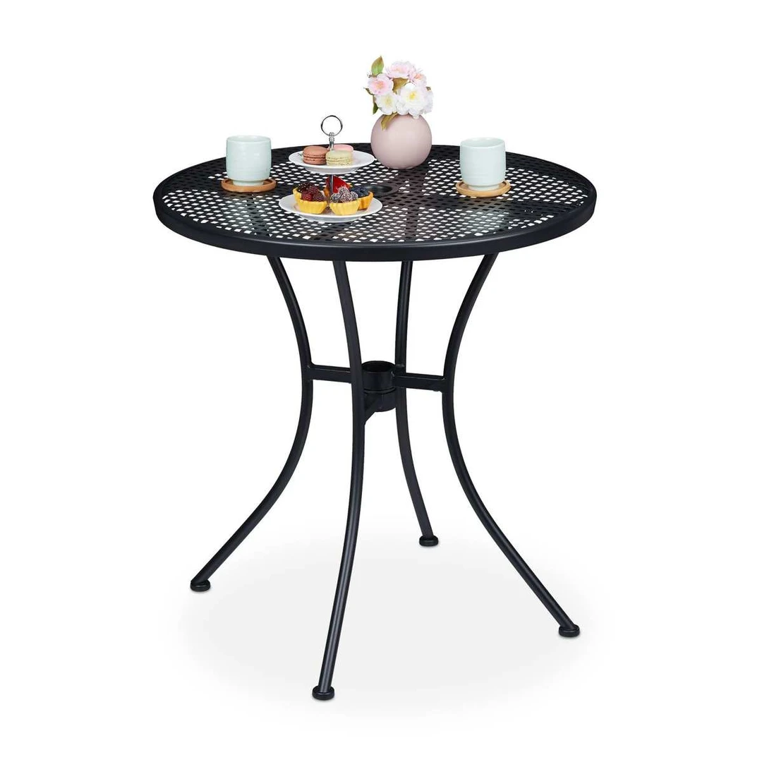 Balkono stalas Relaxdays 10036727.0, apvalus, Ø 70 × 72 cm - Lauko baldų komplektai