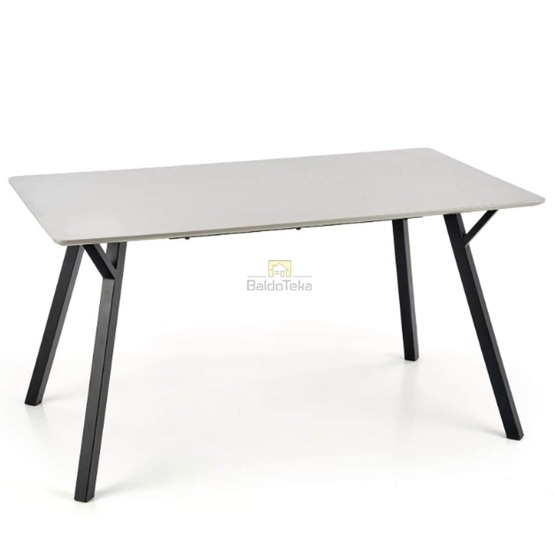 Šviesiai pilki/juodi modernūs stalai – lakuotas MDF ir dažytas plienas