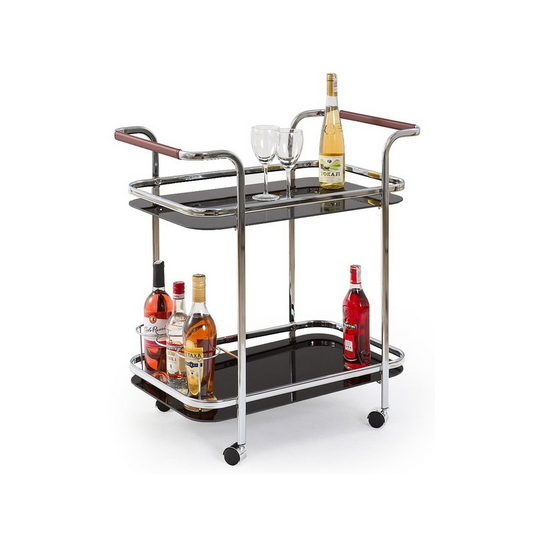 Modernus juodas stalo veidrodis su grūdintu stiklu ir chromuotu metalu