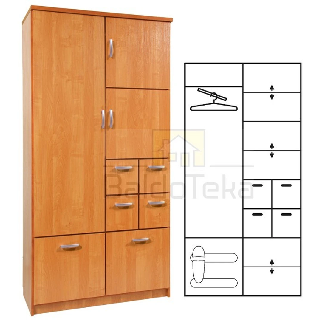 Ergonominė spintelė 101x200x45 cm, LMDP, spalva pagal pasirinkimą