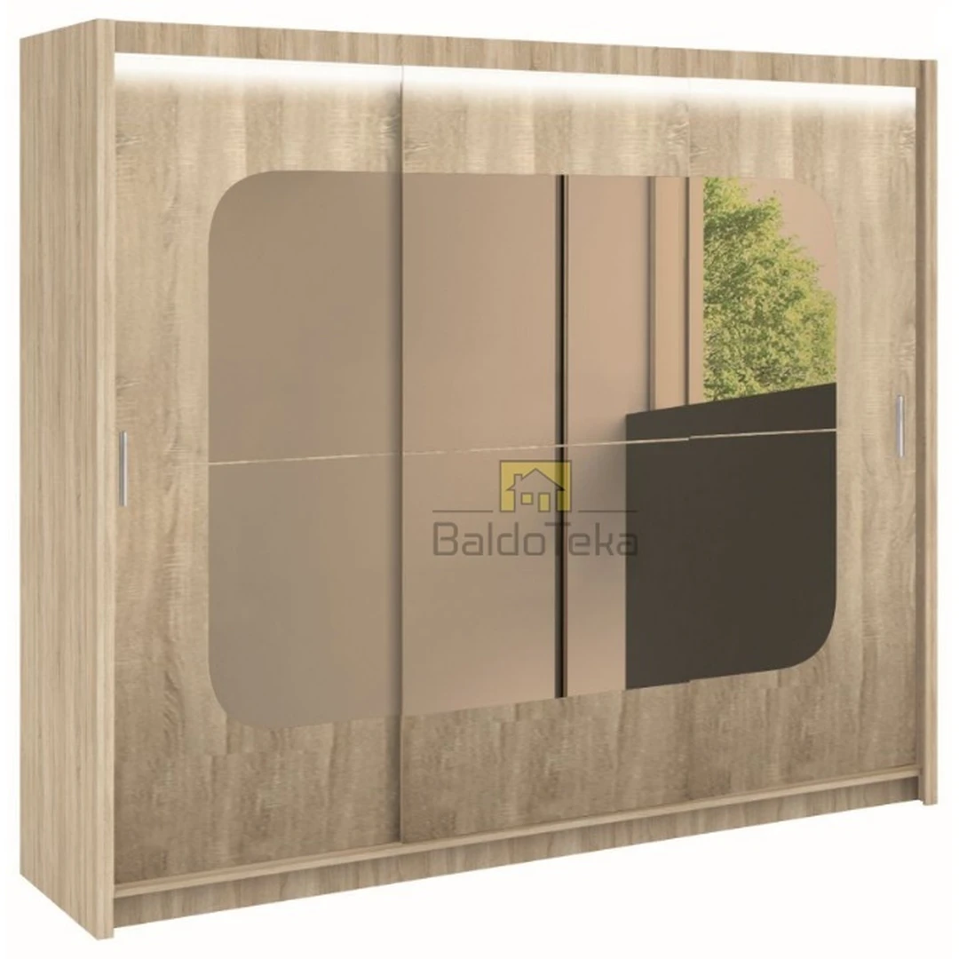 Ergonomiškas veidrodinis spintos komplektas su apšvietimu