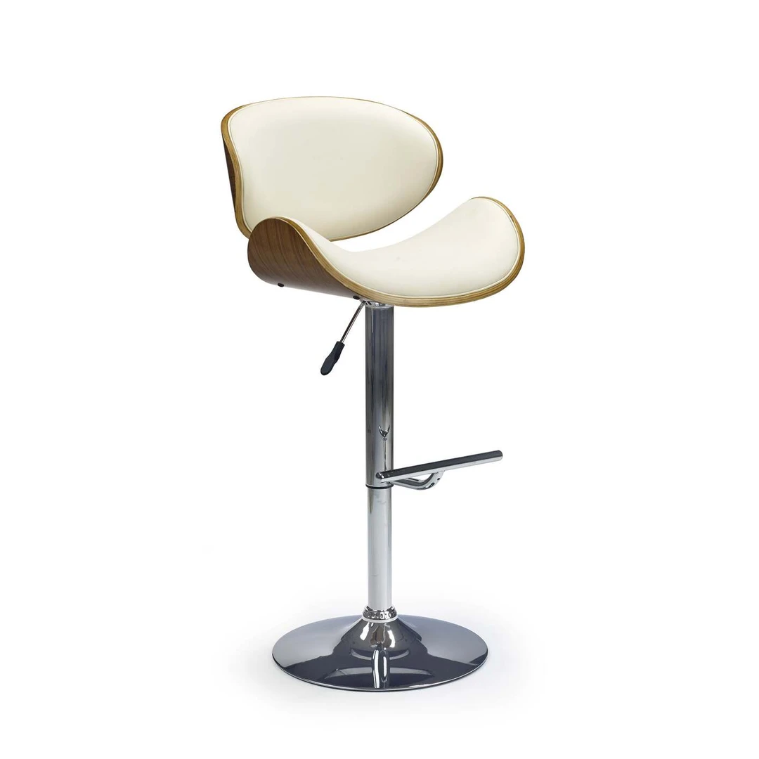 Stylish Chromed Steel & Walnut Bent Plywood Chair with Cream Eco Leather