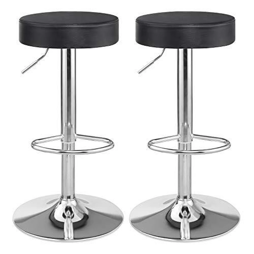 Modernios juodos baro kėdės su chromuotu plienu