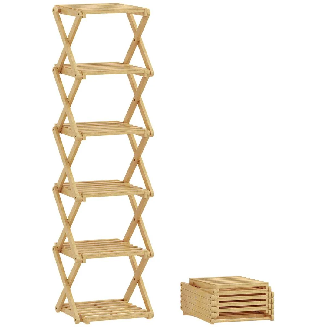 Bambukinė batų lentyna – 6 pakopos, iki 9 porų
