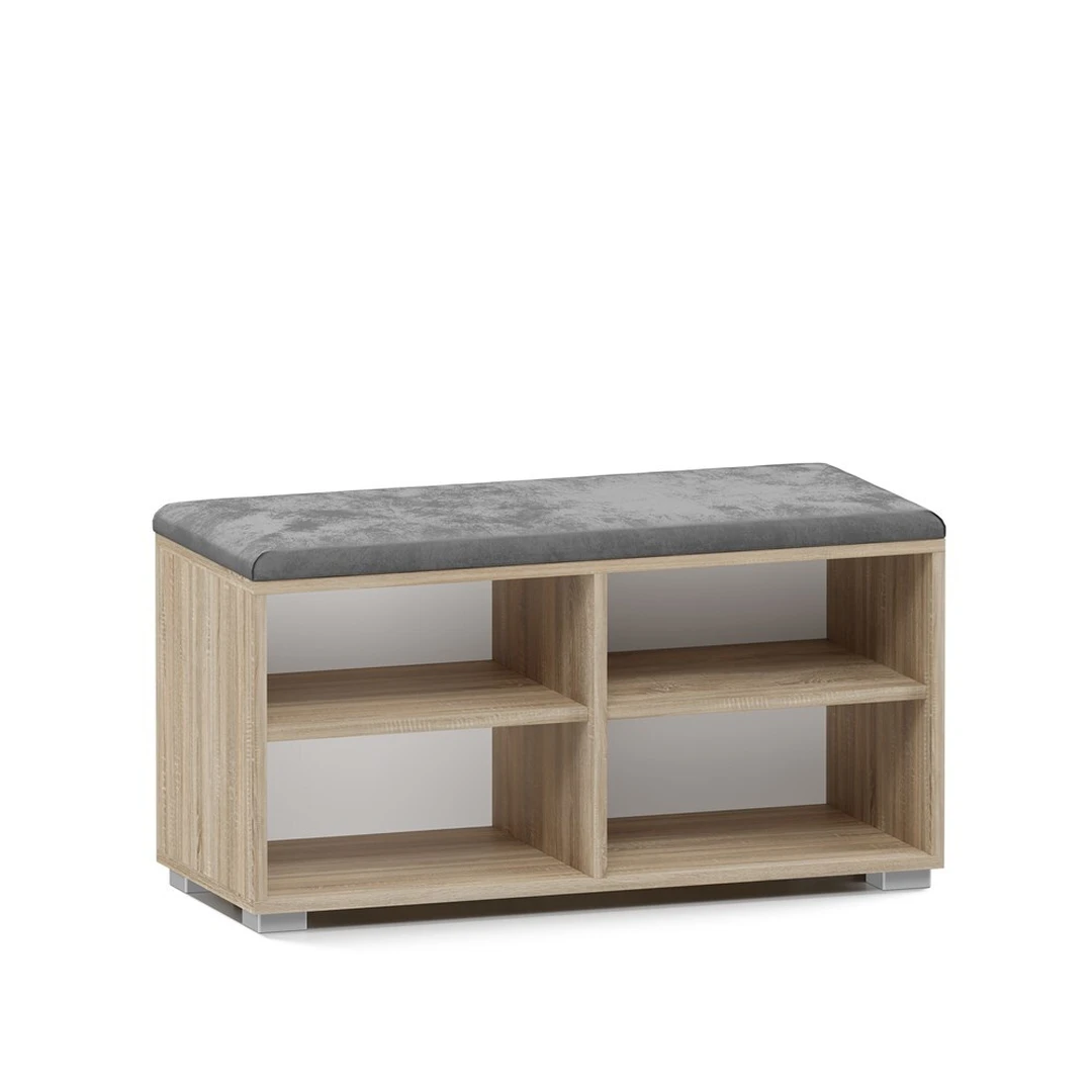 Styliška 4-ų skyrių batų lentyna su minkštu suoliu