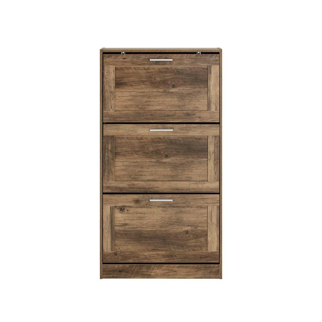 Batų spintelė 60x23x115cm., rudos/sidabrinės spalvos - Batų dėžės, stovai