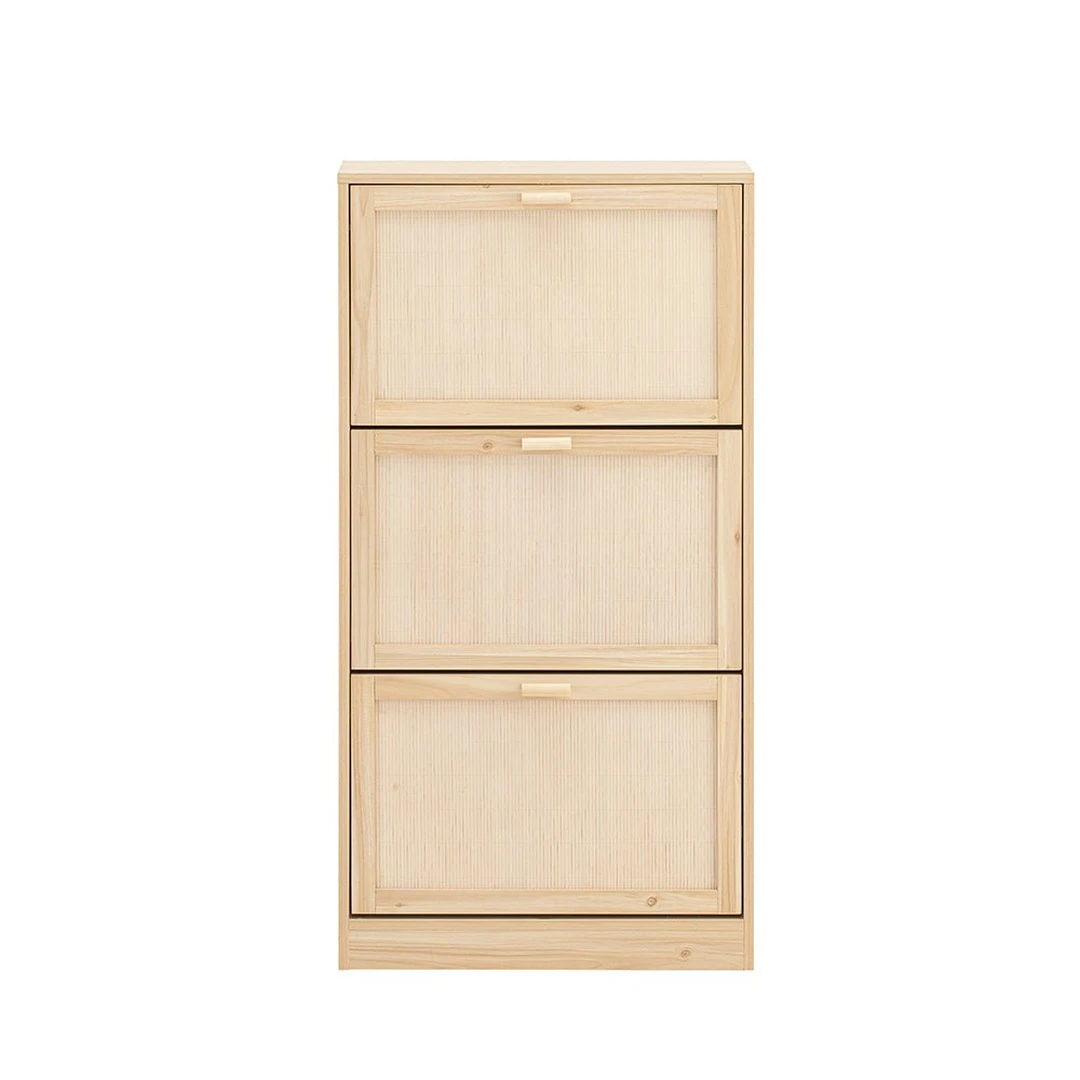 Batų spintelė 60x24x118cm., šviesiai rudos/baltos spalvos - Batų dėžės, stovai