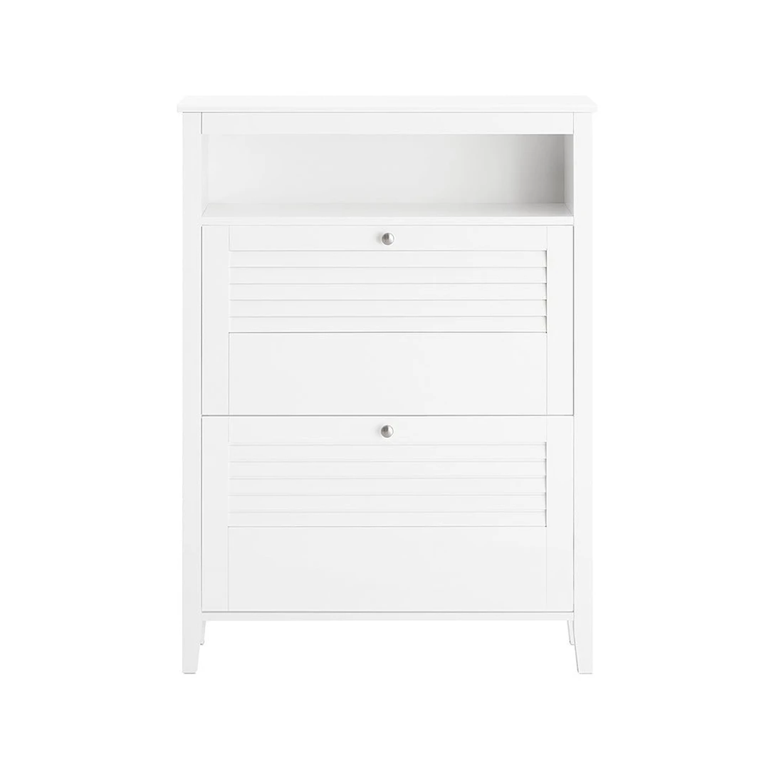 Batų spintelė 80x25x108cm., baltos/sidabrinės spalvos - Batų dėžės, stovai