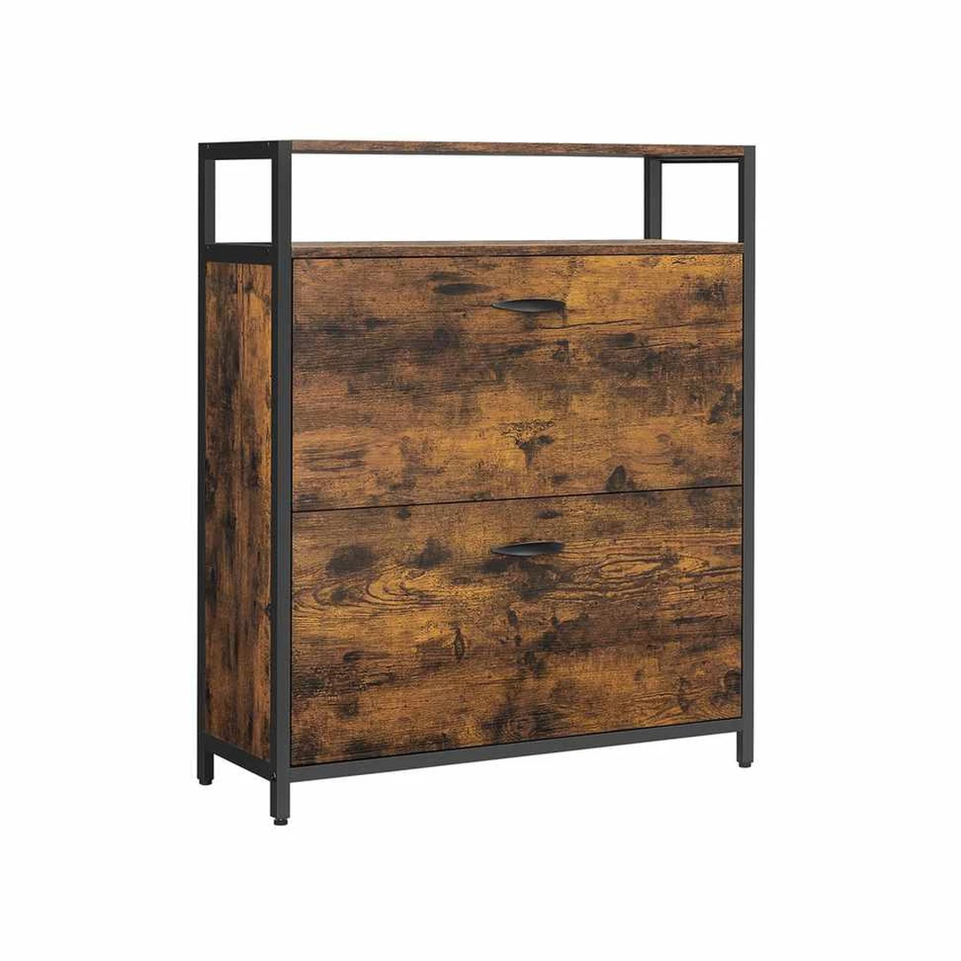 Batų spintelė 80x30x95cm., rudos/juodos spalvos - Batų dėžės, stovai