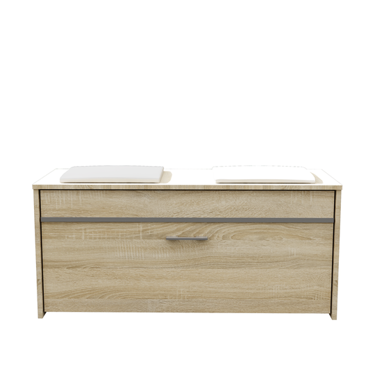 Styli batų spintelė su eko odos sėdimąja dalimi ir daiktadėže