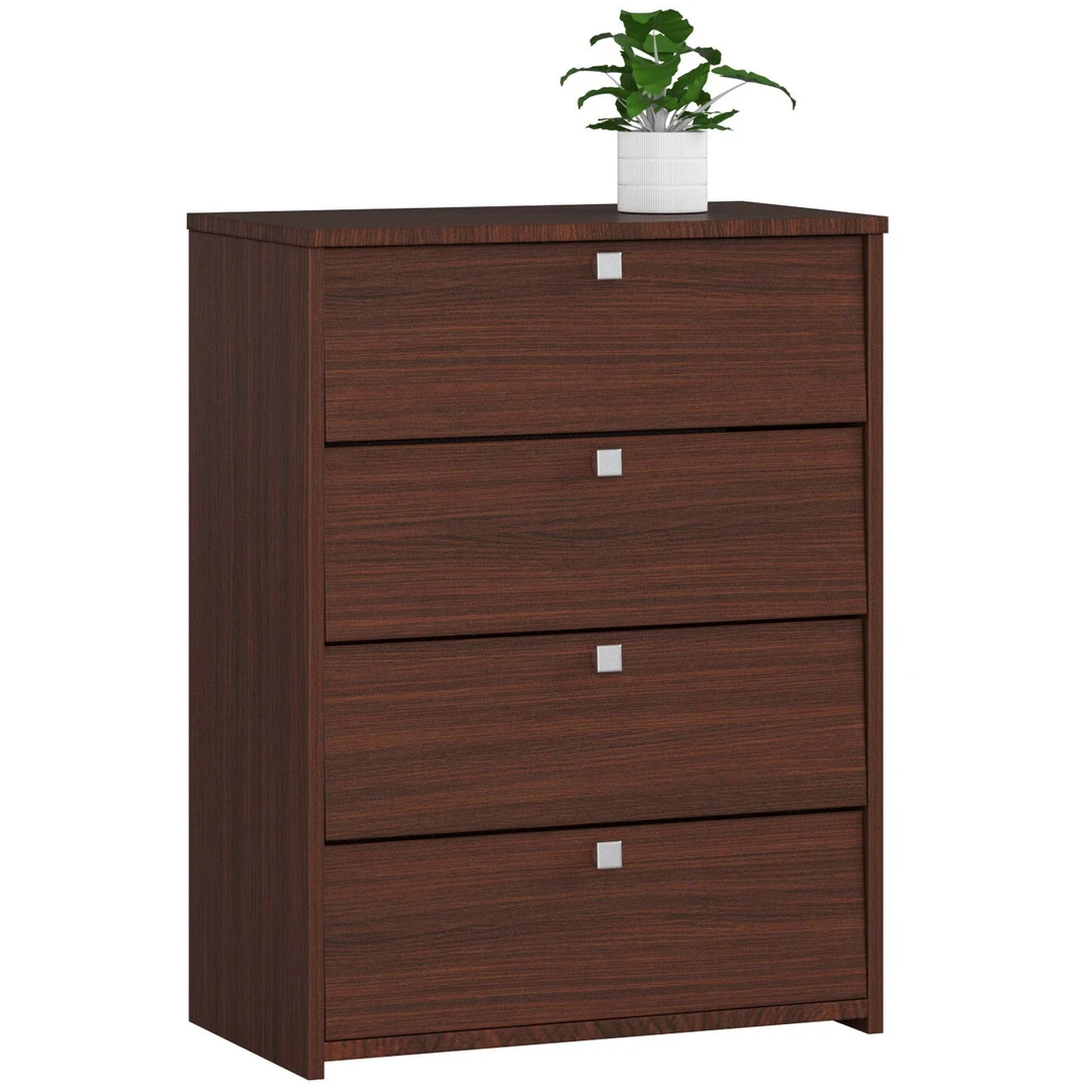 Įspūdinga wenge spalvos batų spintelė su keturiais stalčiais