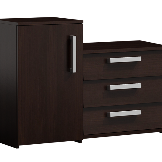 Stilinga batų spintelė su sėdimąja dalimi ir varstomomis durelėmis