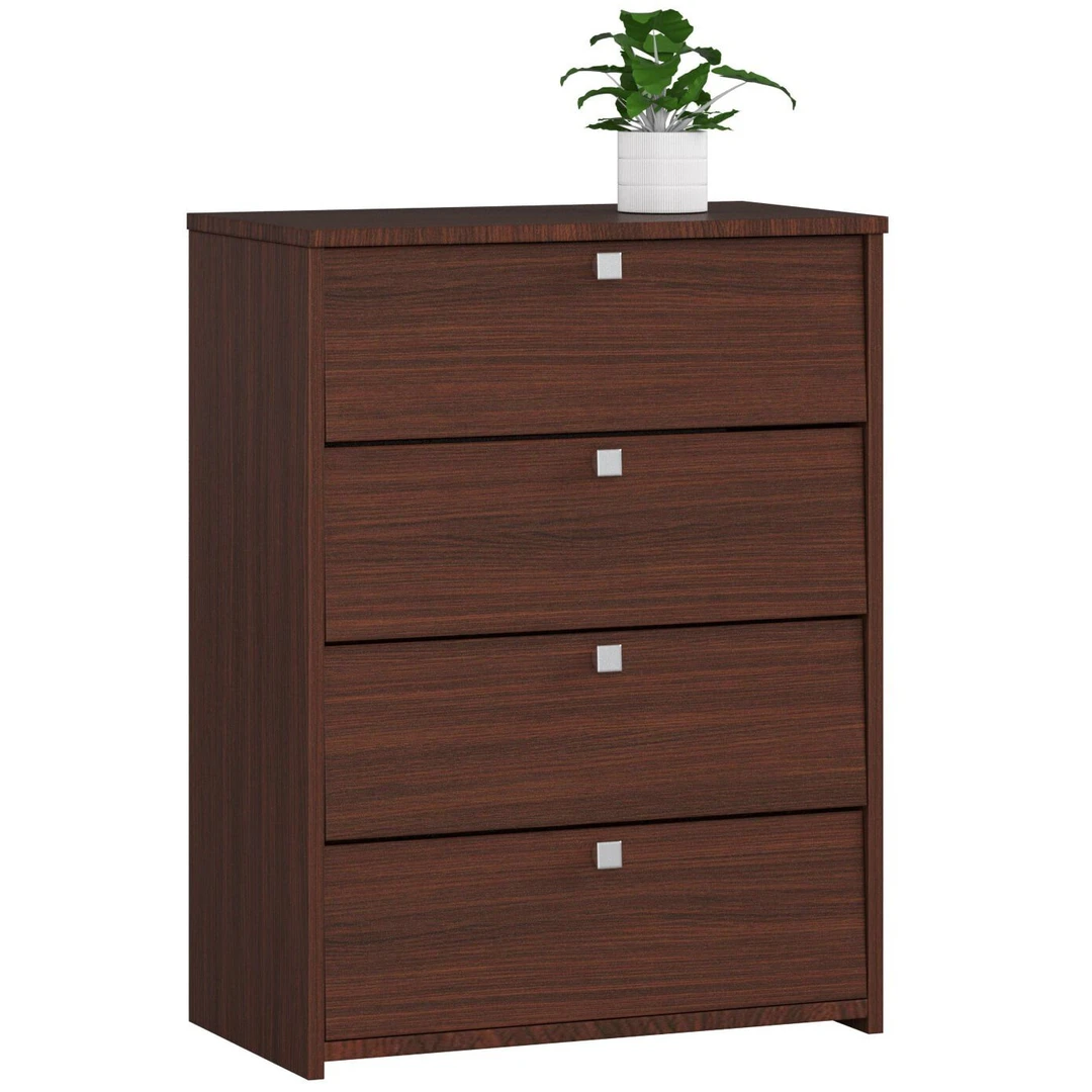 Rubino venge batų spintelė su keturiomis lentynomis ir satino rankenomis