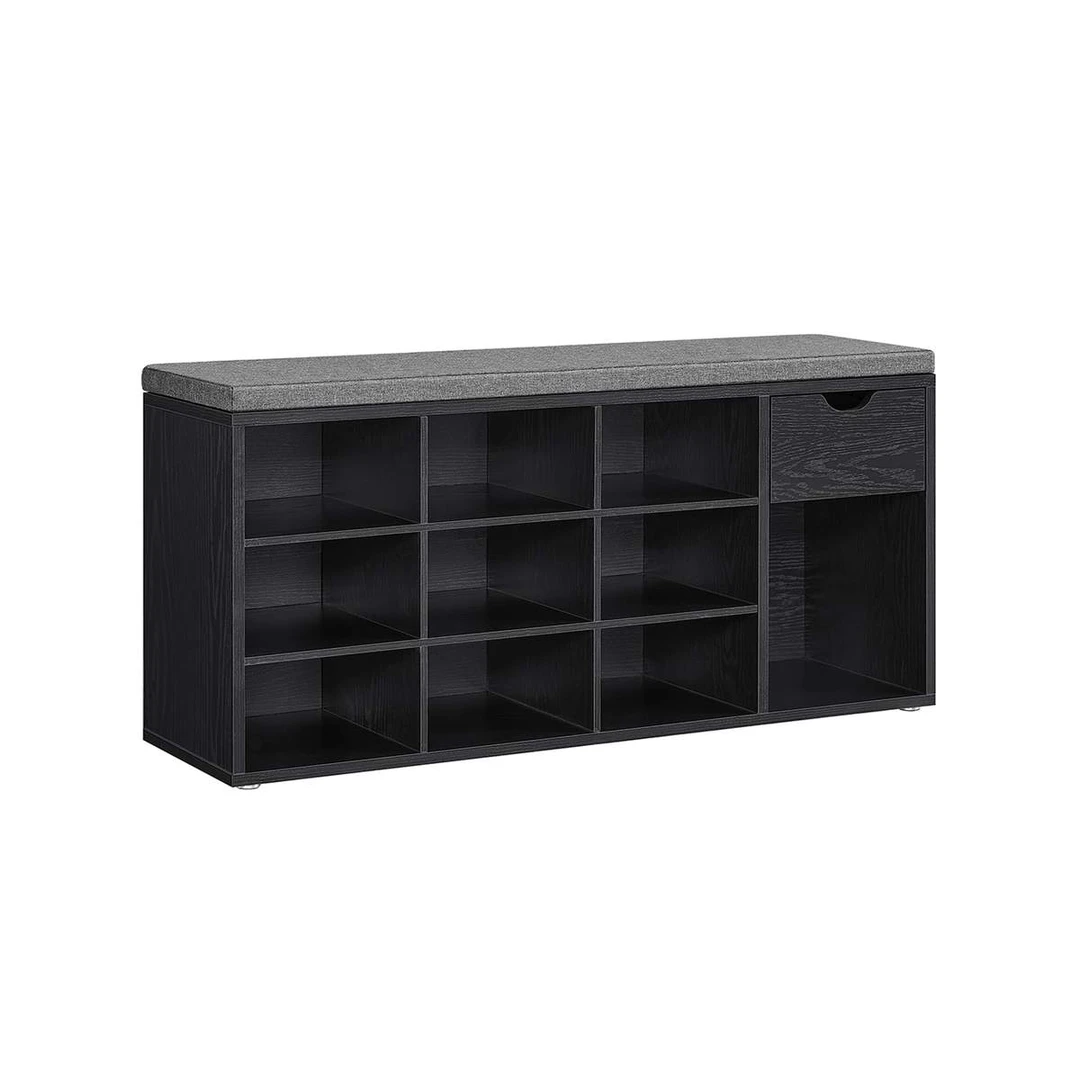 Batų Suoliukas su Atvirais Skyriais - Ebony Black