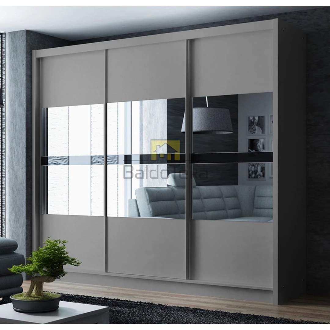 Moderni veidrodinė spinta su stiklo detalėmis