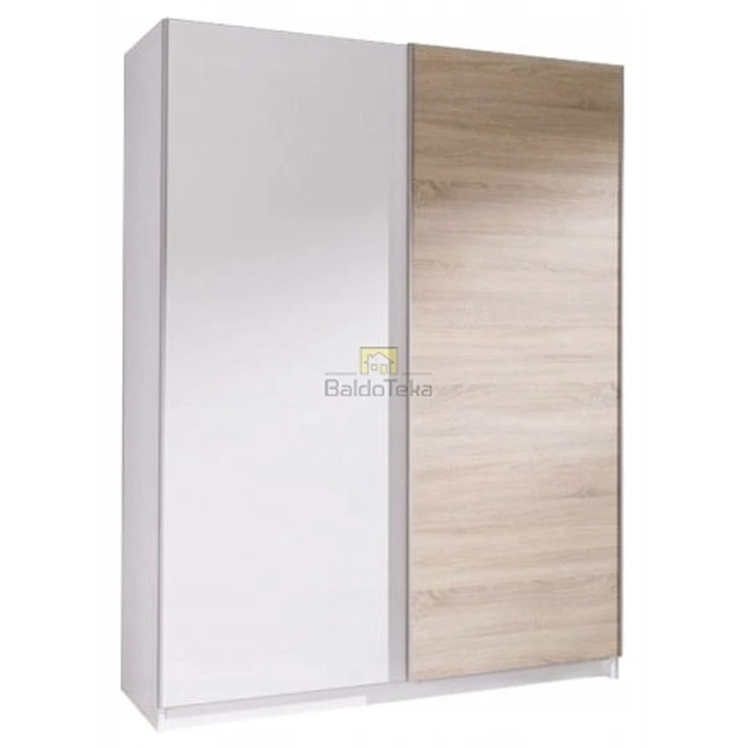 Elegantiška balta matinė spinta su šviesaus ąžuolo detalėmis