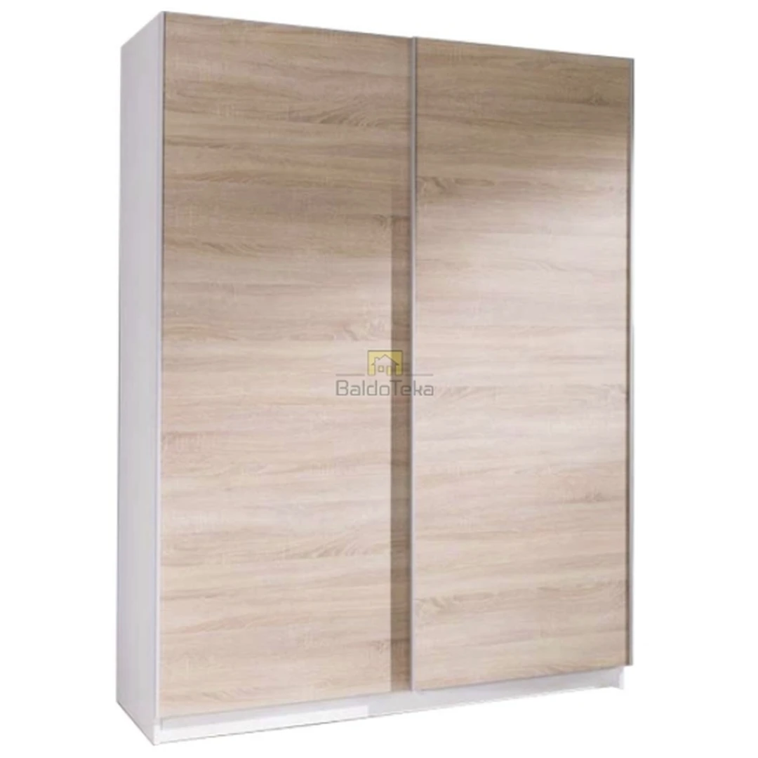 Šiuolaikiška spintos kolekcija – balta matinė ir šviesus ąžuolas