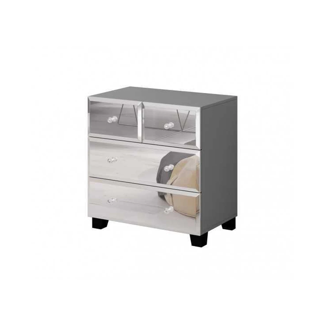 Pilkas matinis komodas su veidrodžiu