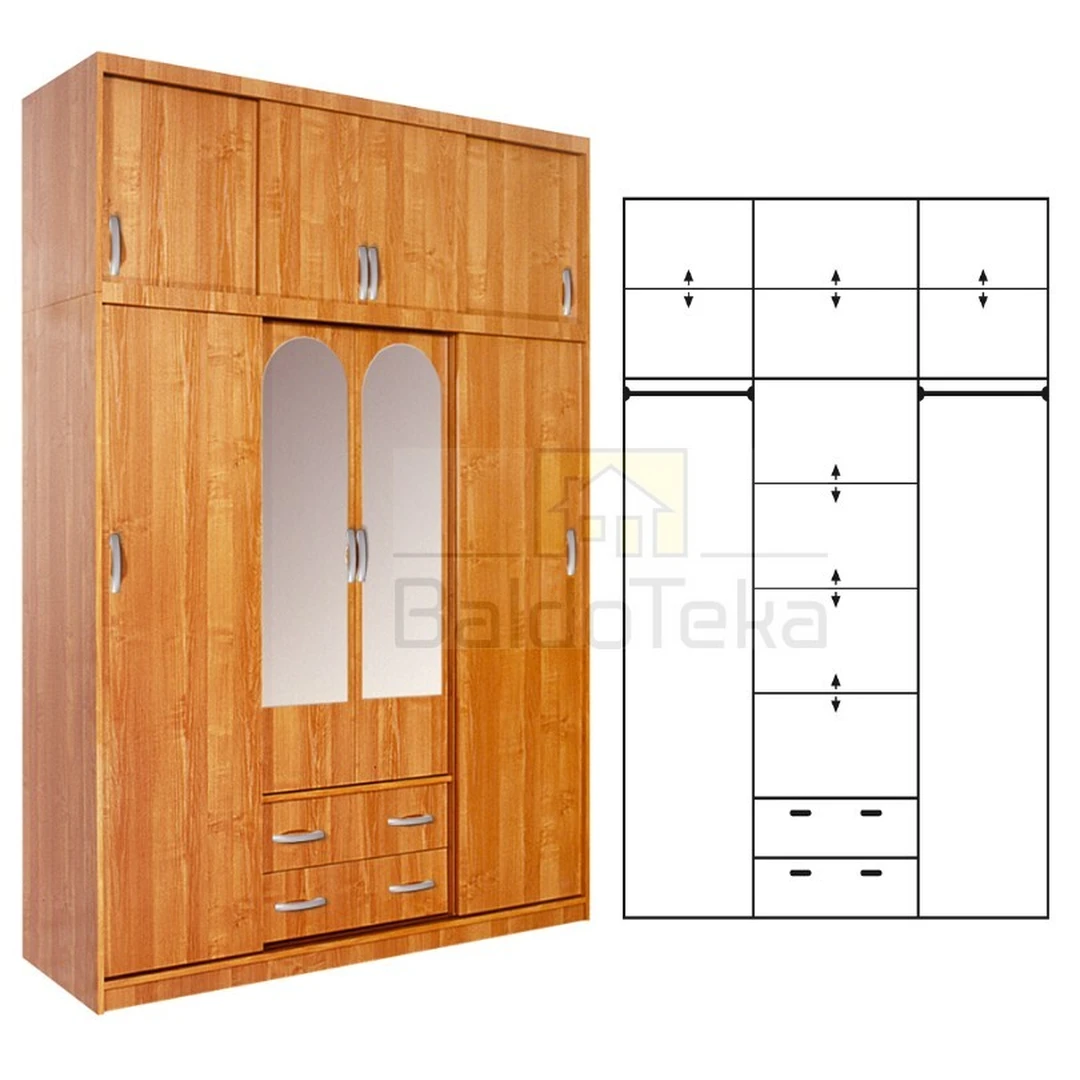 Erdvus spintas su veidrodžiais, 180x240x61 cm, LMDP