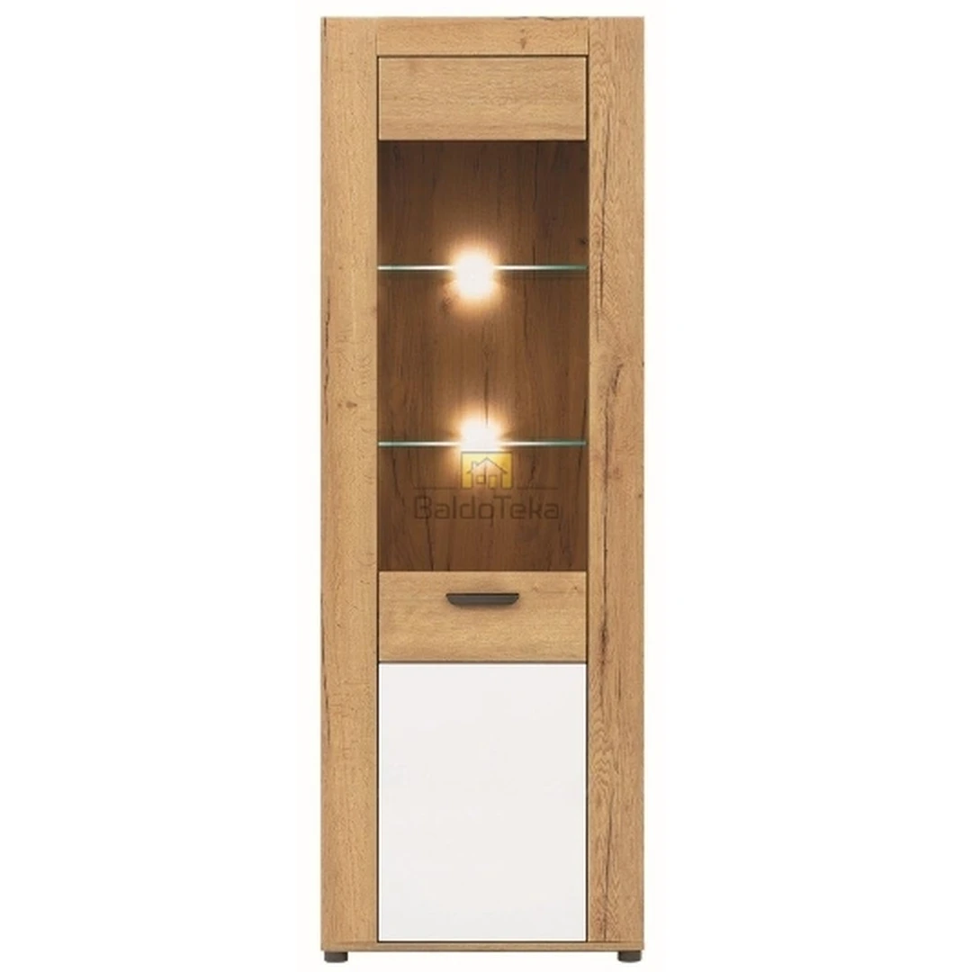 Moderni spintelė su apšvietimu – ąžuolas evoke ir balta blizgi