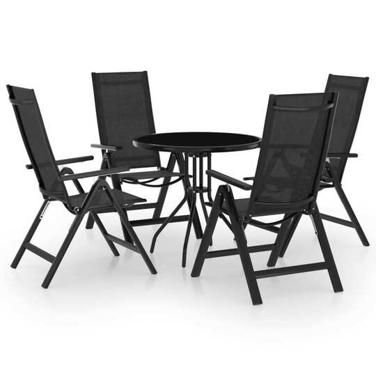 Bistro baldų komplektas, 5 dalių, juodos ir antracito spalvos - Lauko baldų komplektai