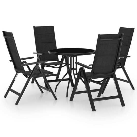 Bistro baldų komplektas, 5 dalių juodos ir antracito spalvos - Lauko baldų komplektai