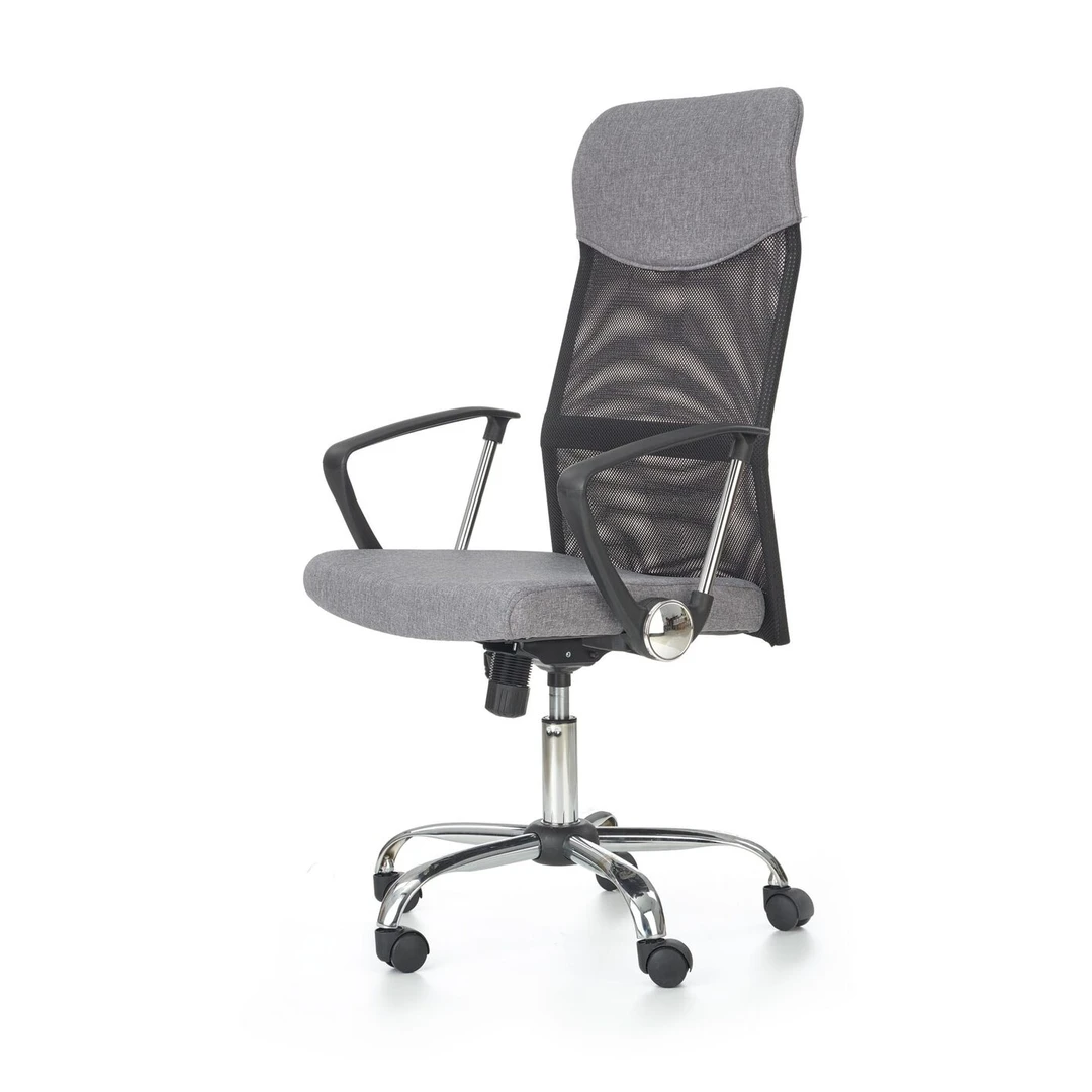 Juoda pilka biuro kėdė su reguliuojama sėdyne ir nugaros atlošu