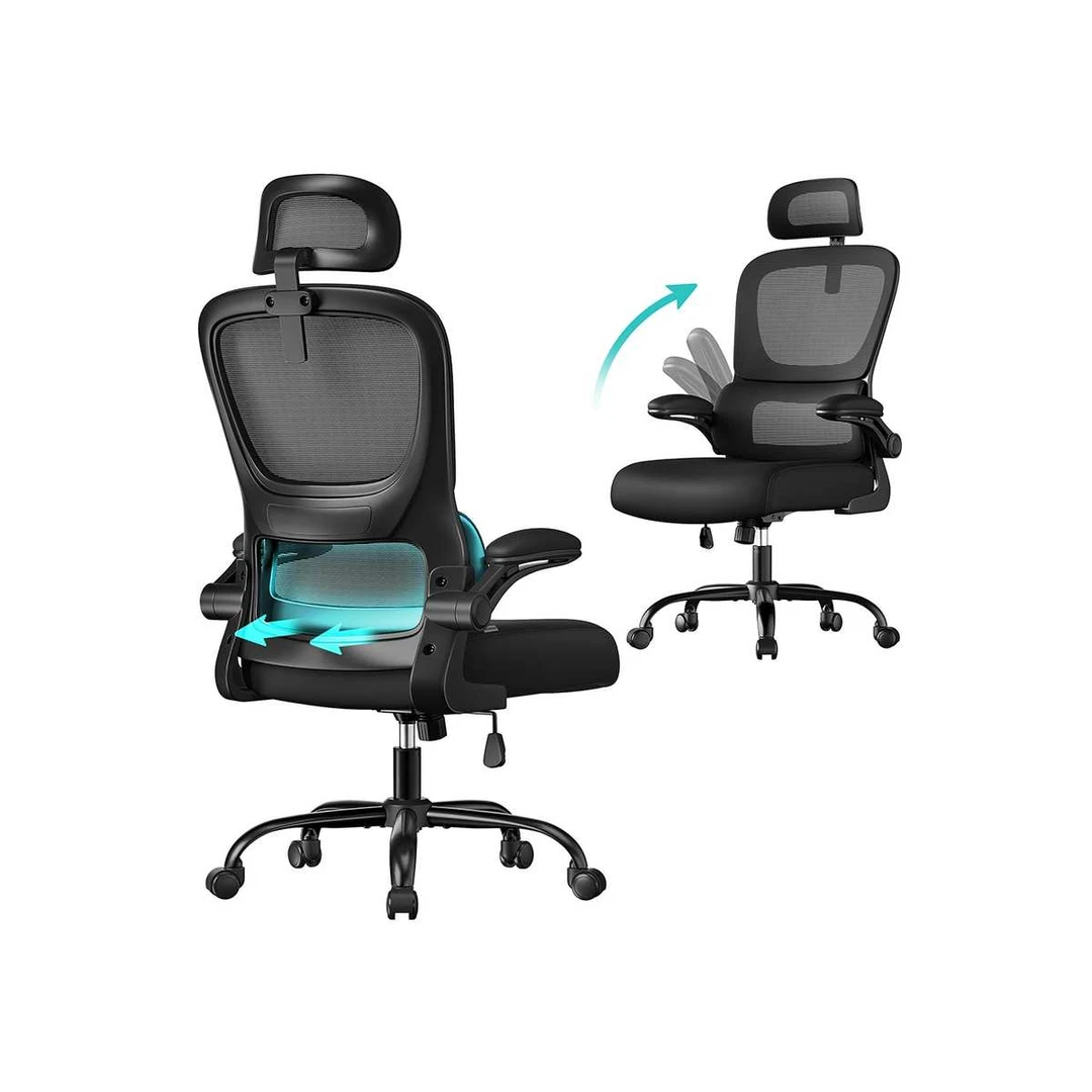 Biuro kėdė SONGMICS OBN041B01, su sulankstomais porankiais, 71,5 × 116–135 × 64 cm - Darbo kėdės