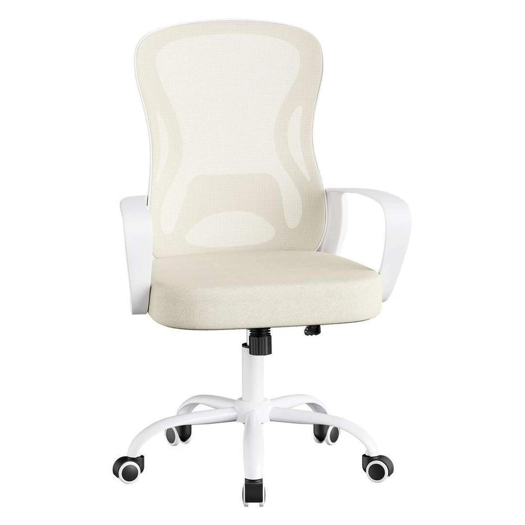 Biuro kėdė SONGMICS, su supimo funkcija, Smėlio/balta, 60 × 95,5–105,5 × 60 cm - Darbo kėdės
