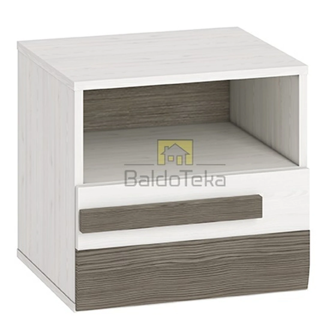 Kompaktiška spintelė sniego pušies spalva su pilka apdaila