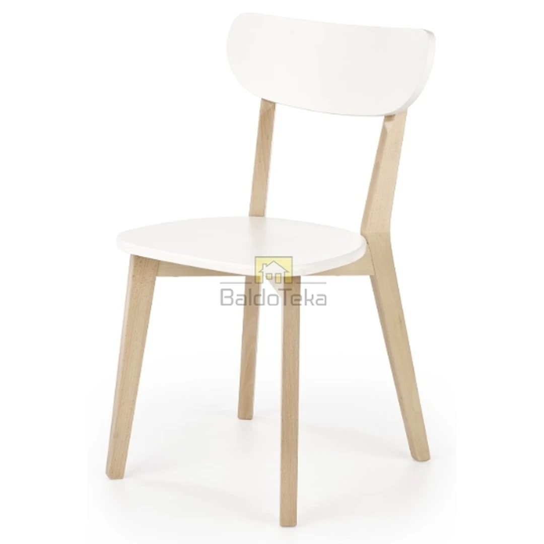 Šiuolaikiška balta knygų lentyna iš natūralaus medžio