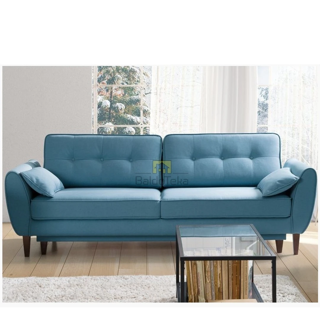 Ergonominė lova su patalynės dėže ir medinėmis kojelėmis