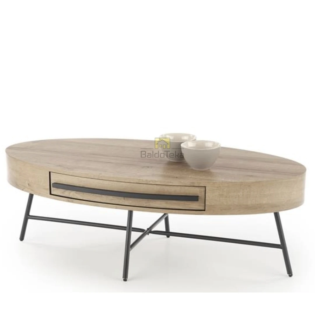 Stilingas LMDF stalas auksinio ąžuolo ir juodos spalvos