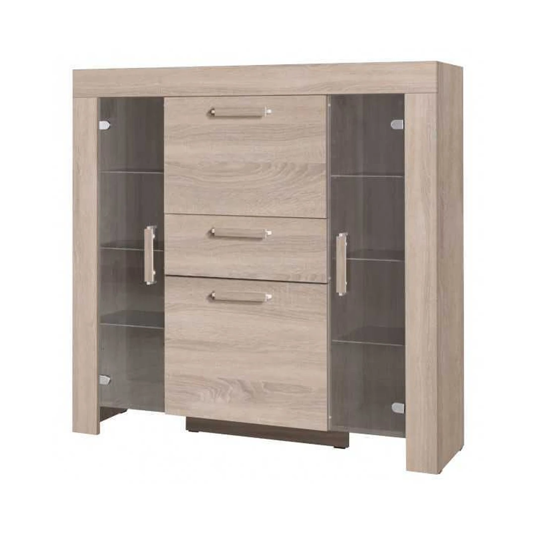 Modernus Sonoma ąžuolo spalvos spinta su LED apšvietimu