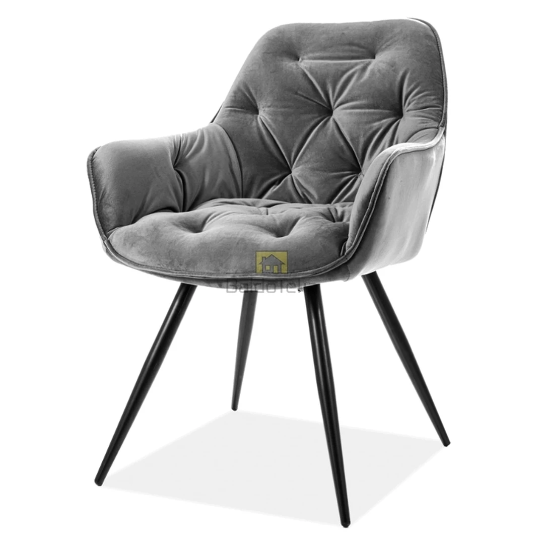 Ergonominė kėdė su aksominiu audiniu ir metalo pagrindu