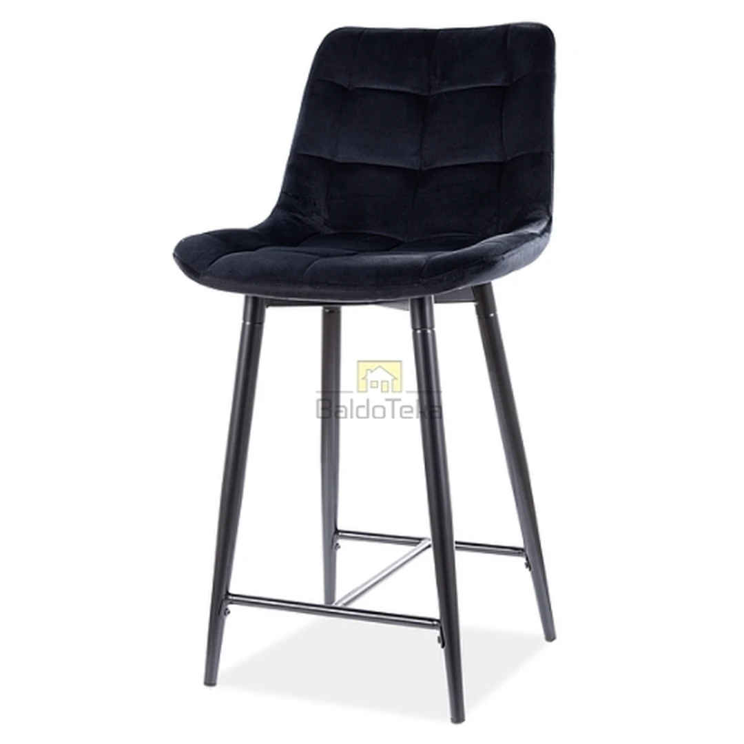 Madinga juoda veliūrinė kėdė su matiniu metaliniu karkasu