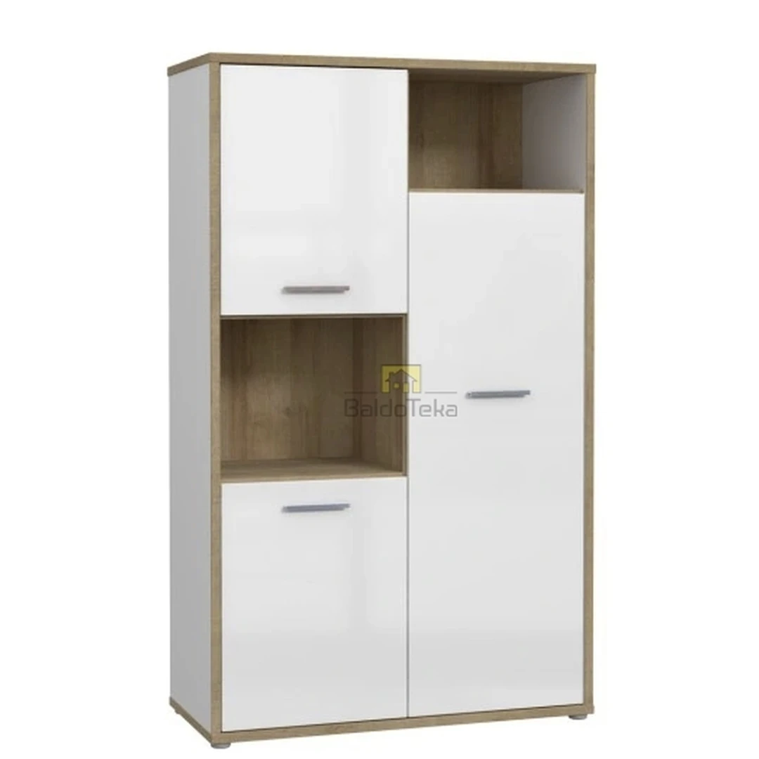 Moderni balta spinta su ąžuolo detalėmis