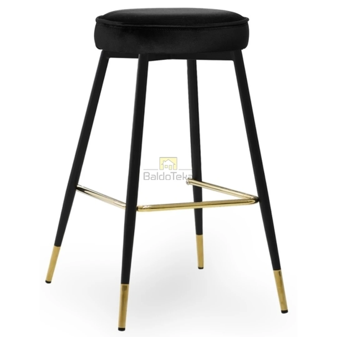 Stilinga juoda aksominė kėdė su aukso detalėmis