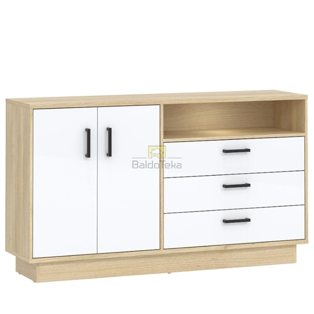 Moderni spintelė ąžuolo Nagano ir baltos blizgios plokštės