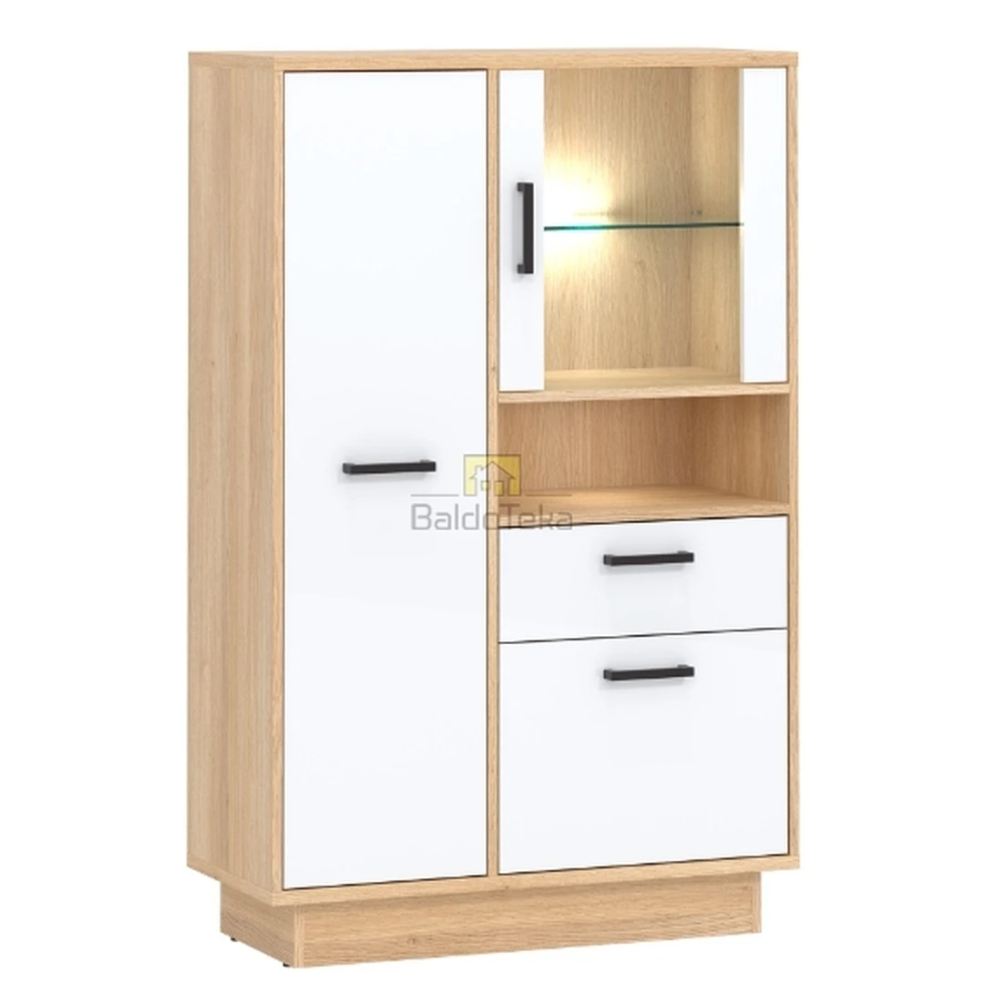 Moderni spintelė ąžuolo Nagano ir baltos blizgios spalvos