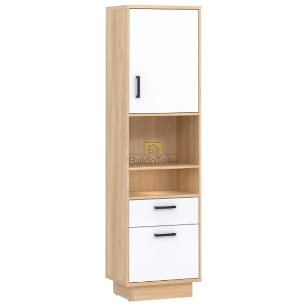 Moderni spintelė ąžuolo Nagano ir baltos blizgios plokštės