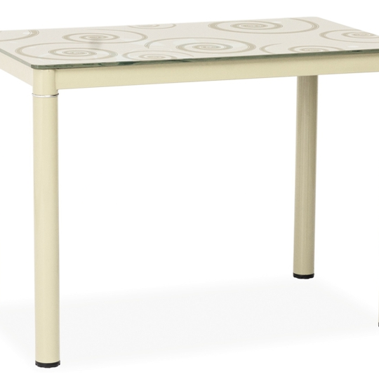 Modernus stalas su grūdintu stiklu ir dažytu metalu