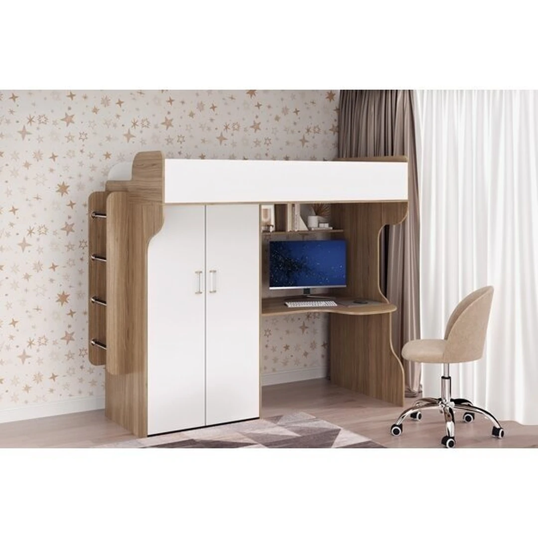 Dviaukštė lova ELIZA DELUX su spinta ir stalu