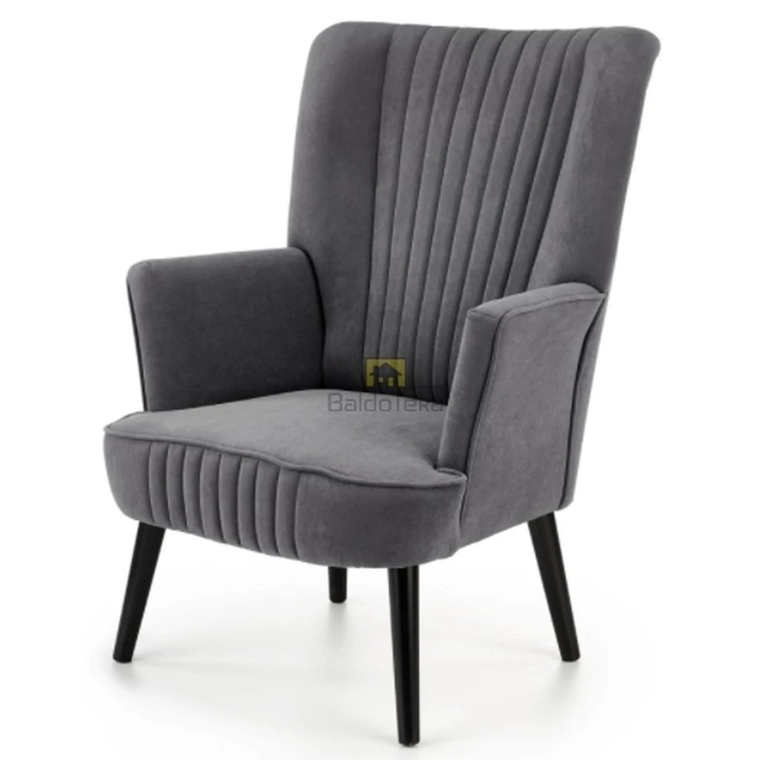 Ergonominė kėdė su veliūru ir medžiu