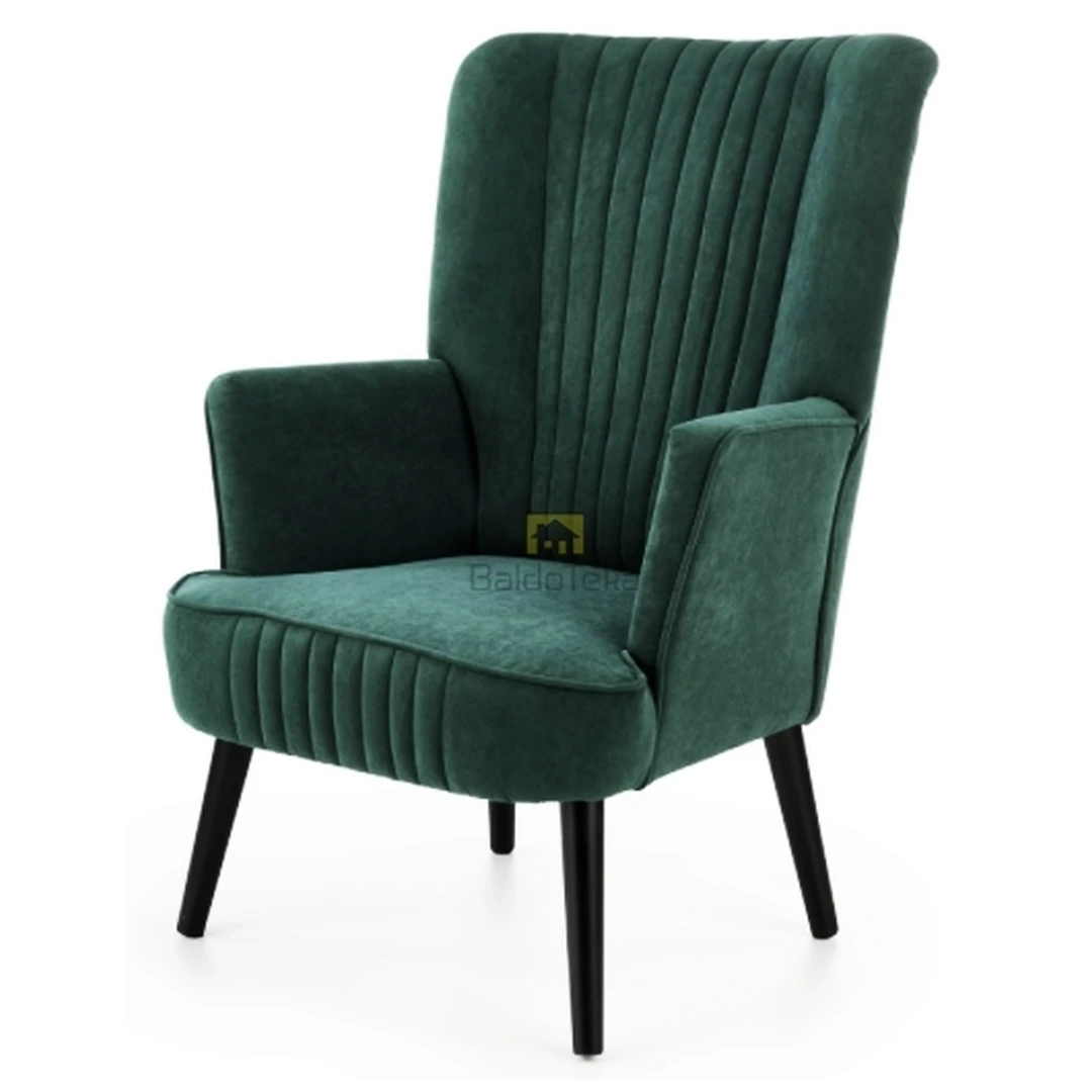 Šiuolaikiška veliūrinė sofos atlošė tamsiai žalia/juoda