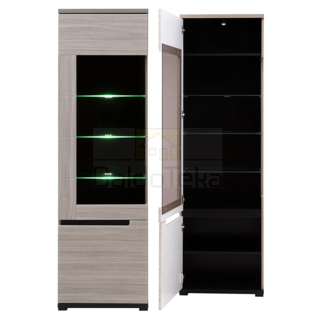 Stilinga spintelė su LED apšvietimu – guoba matinė ir juoda