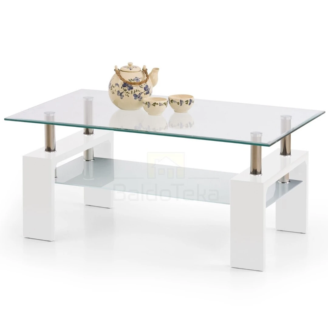 Šiuolaikiškas baltas staliukas su blizgiu paviršiumi